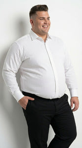 Mens White Herringbone Shadow and Tone on Tone Dress Shirt – Classic Formal Wedding