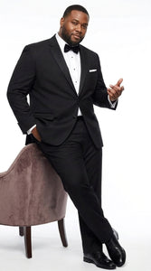 Men’s Black Uniform Tuxedo – One-Button Satin Lapel Formal Suit for Weddings, Prom and Events