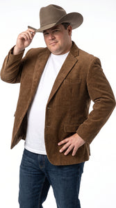 Men’s Brown Corduroy Country Blazer – Two-Button Western Sport Coat for Casual