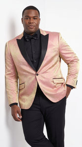 Men’s Rose Gold Tuxedo Jacket – Black Peak Lapel Wedding, Prom and Formal Dinner Blazer