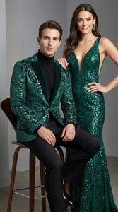 Men’s Emerald Green Paisley Dinner Jacket – Luxury Shawl Lapel Formal Blazer for Prom, Wedding & Tuxedo Events