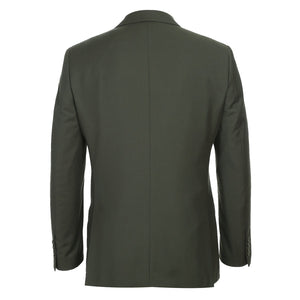 Mens Basic Two Button Slim Fit Suit with Optional Vest in Olive Green