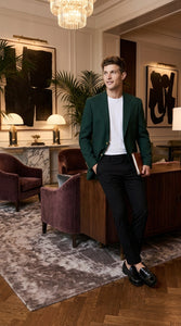 Men’s Hunter Green Blazer with Black Pants –, Church, Business and Formal Outfit dark green color