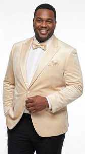 Men’s Champagne Tuxedo Dinner Jacket – Satin Finish Formal Wedding Prom Blazer and Bowtie included