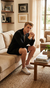 Men’s Black Summer Business Suit with Shorts Pants Set