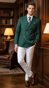 Men’s Dark Green Double Breasted Blazer – Hunter Olive Green Sport Jacket coat