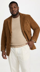 Men’s Camel Brown Suede Leather Blazer – Classic Two Button Suede Sport Coat