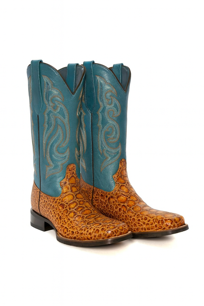 Men's Ferrini Kai Sea Turtle Print Boots Handcrafted Tan