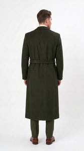 Men’s Blade Runner K Inspired Olive Green Wool Duster Coat – Long Vintage Sci-Fi Overcoat