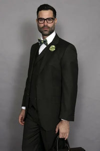 Statement Men's 3 Piece 100% Wool Suit - Elegant Solid