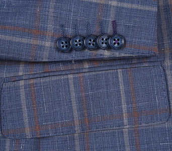 English Laundry 2-Piece Check Wool Linen Blend Slim Fit Suit