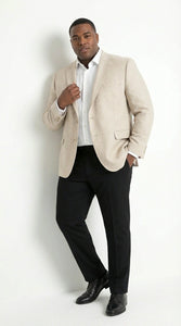 Zacchi Men’s Beige Hopsack Blazer – Classic Two Button Sport Coat with Peak Lapel Formal Jacket