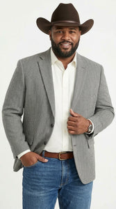 Men’s Light Grey & Black Herringbone Western Blazer – Cowboy Sport Coat Jacket