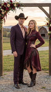 Men’s Brownish Black Pinstripe Western Suit, Cowboy Formal Wedding Ranch Dress Suit Set Slim Fitted