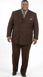 Men’s 6 on 3 Style Brown Double Breasted Suit with Wide Leg Pleated Pants, Classic Formal 2 Piece Dress Suit Set