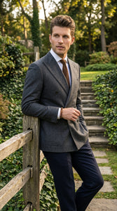 Men’s Charcoal Double Breasted Blazer, Formal Wedding Business Casual Sport Coat Jacket Wool Fabric