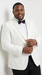 Men’s White Tuxedo Jacket – Two-Button Formal Dinner Blazer for Weddings, Prom and Events