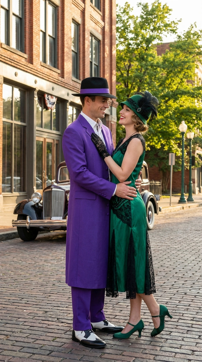 Purple Zoot Suits for Men | Classic Mafia & Gangster Style Long Coat Suit | Vintage 1920s–1940s Formal Outfit