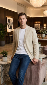 Men’s Khaki Linen Sport Coat – Lightweight Beige Blazer for Summer Weddings & Smart Casual Wear
