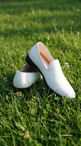 Men’s White Plain Toe Slip On Loafer Dress Shoes – Classic Formal Lightweight Shoes for Wedding, Party and Business Wear