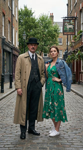 Men’s Beige Cotton Trench Coat Suit Package – Classic Long Overcoat for Formal + Suit + Hat