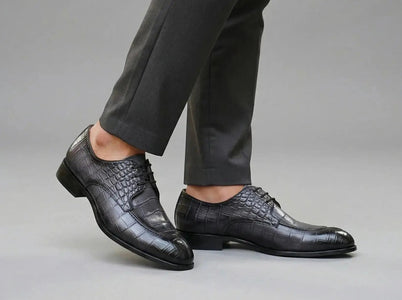 Carrucci Allen II Derby: Embossed Split Toe Leather Shoe