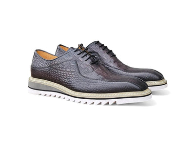 Carrucci Derby: Alligator Embossed Leather Shoes