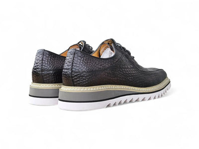 Carrucci Derby: Alligator Embossed Leather Shoes