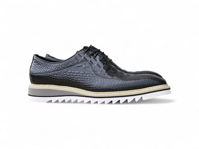 Carrucci Derby: Alligator Embossed Leather Shoes