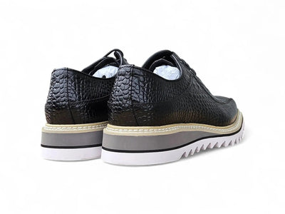 Carrucci Derby: Alligator Embossed Leather Shoes