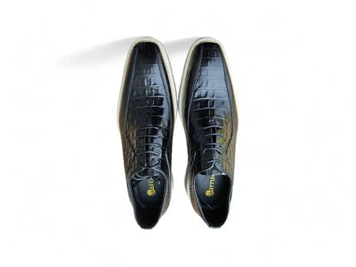 Carrucci Derby: Alligator Embossed Leather Shoes