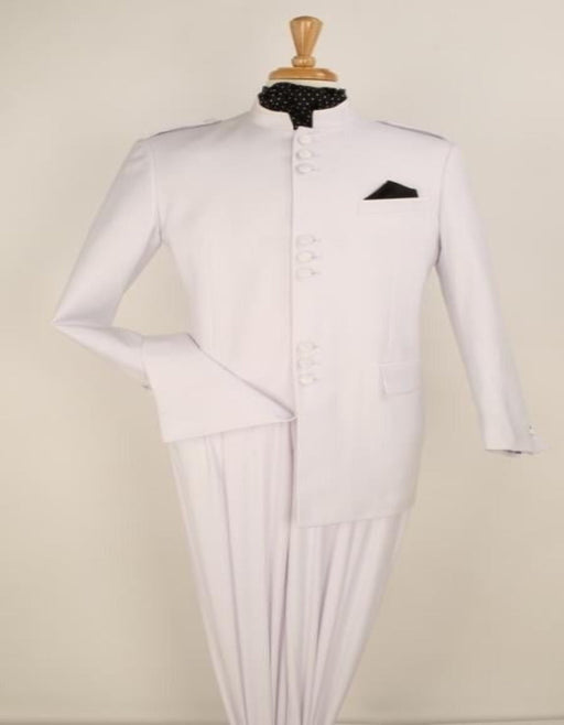 Apollo King Suit Men's 2 Piece Nehru Style Suits Apollo King White