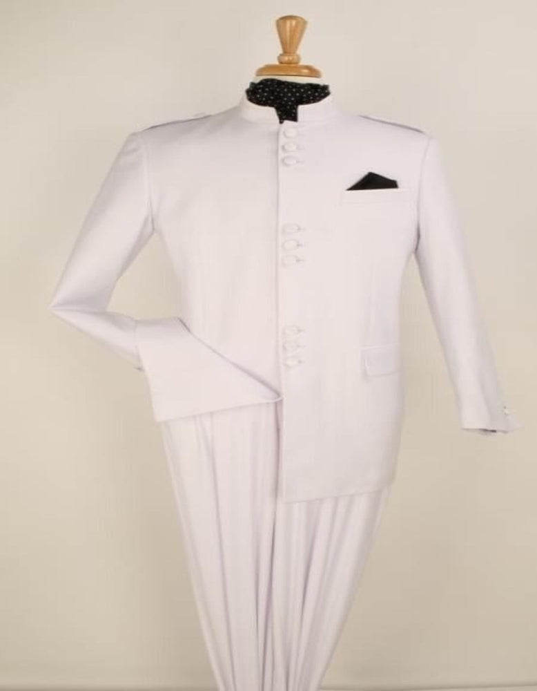 Apollo King Suit Men's 2 Piece Nehru Style Suits Apollo King White