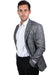 "Grey Plaid Men's Blazer by Stacy Adams with Two-Button Style"
