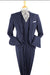 Mens Vested 1920's Wide Bold Gangster Pinstripe Suit in Navy Blue