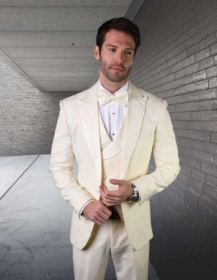 White Prom Suit - White Prom Tuxedo Suits - White Wedding Tuxedo Ivory Jacket