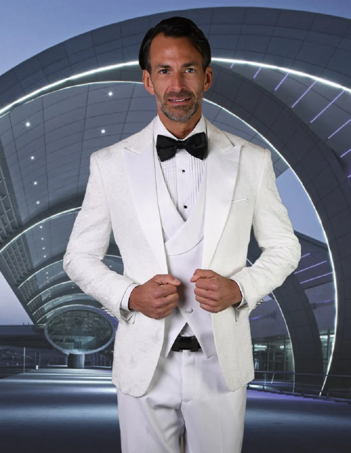 White Prom Suit - White Prom Tuxedo Suits - White Wedding Tuxedo  Peak Lapel