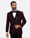 Statement Men's Burgundy with Black Lapel Vest 100% Wool Tuxedo - Men's Tuxedo USA
