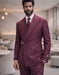 2PC Italian Super 200's Wool Suit Modern Fit in Burgundy
