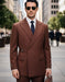 2PC Italian Super 200's Wool Suit. Modern Fit Flat Front Pants with Metal Buckles - Copper