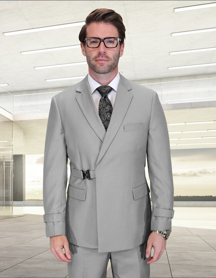 2PC Italian Super 200's Wool Suit Modern Fit in Gray