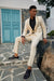 "Elevate Your Prom and Wedding Style: Stacy Adams Ivory & Gold Paisley Tuxedo Jacket"