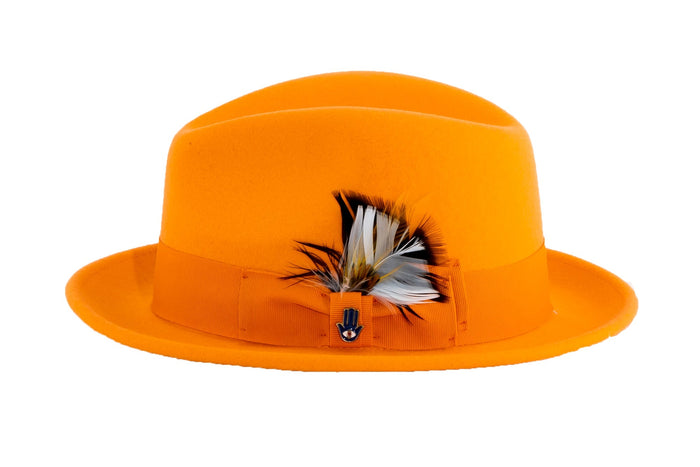 Orange Brooks Trilby 100% Australian Wool Felt Crushable Hat