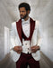 Statement Men's White with Burgundy Peak Lapels  Tuxedo with Bow Tie - Men's Tuxedo USA