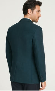 Renoir Men's Two-Button Slim-Fit Wool Birdseye Teal Blazer