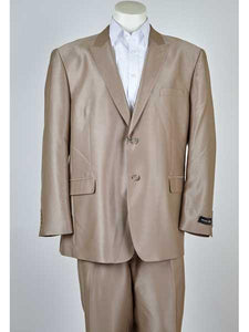 Beige Men's Classic Fit 2 Button Suit