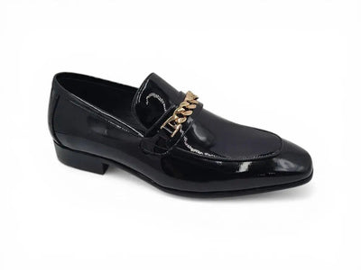 Carrucci Beveled Toe Patent Leather Loafer - Sophisticated Black