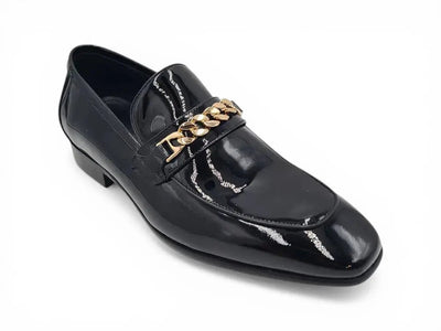 Carrucci Beveled Toe Patent Leather Loafer - Sophisticated Black