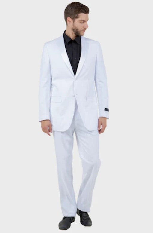 Big and Tall Tuxedo - White Notch Lapel Modern Fit Tuxedo