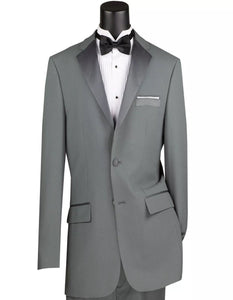 Mens Big and Tall Gray Tuxedo Sateen Lapel Classic Fit Suit